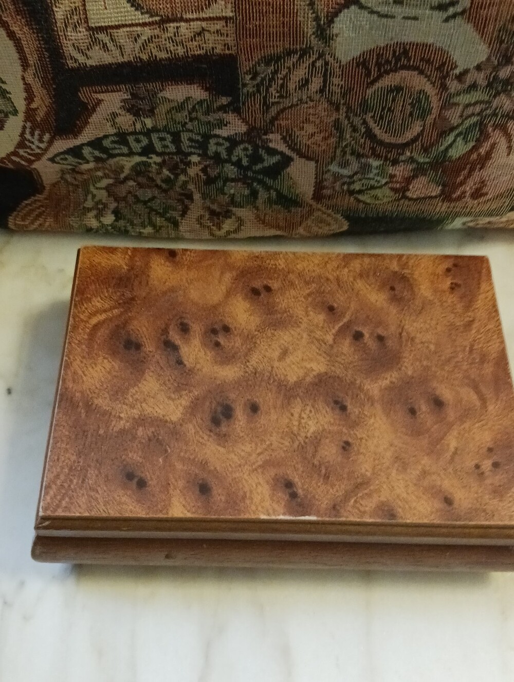 Vintage Burled Wood Jewelry Case, 1960s Small Storage Box